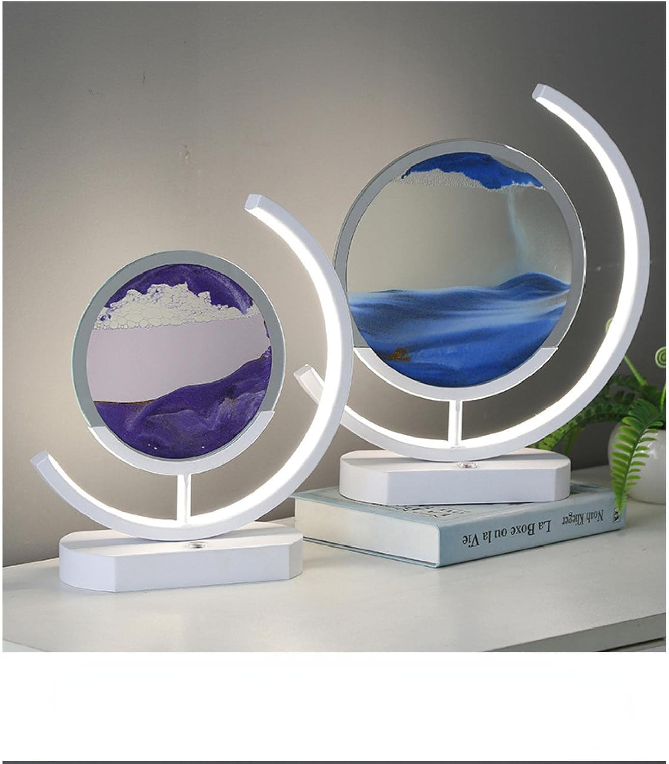 WITTSY Creative Decompression Quicksand Table Lamps, Office Living Room, Bedroom Decoration Atmosphere Lights, Internet Celebrity Teachers' Day Gift Lights Moon Large - Purple Sand