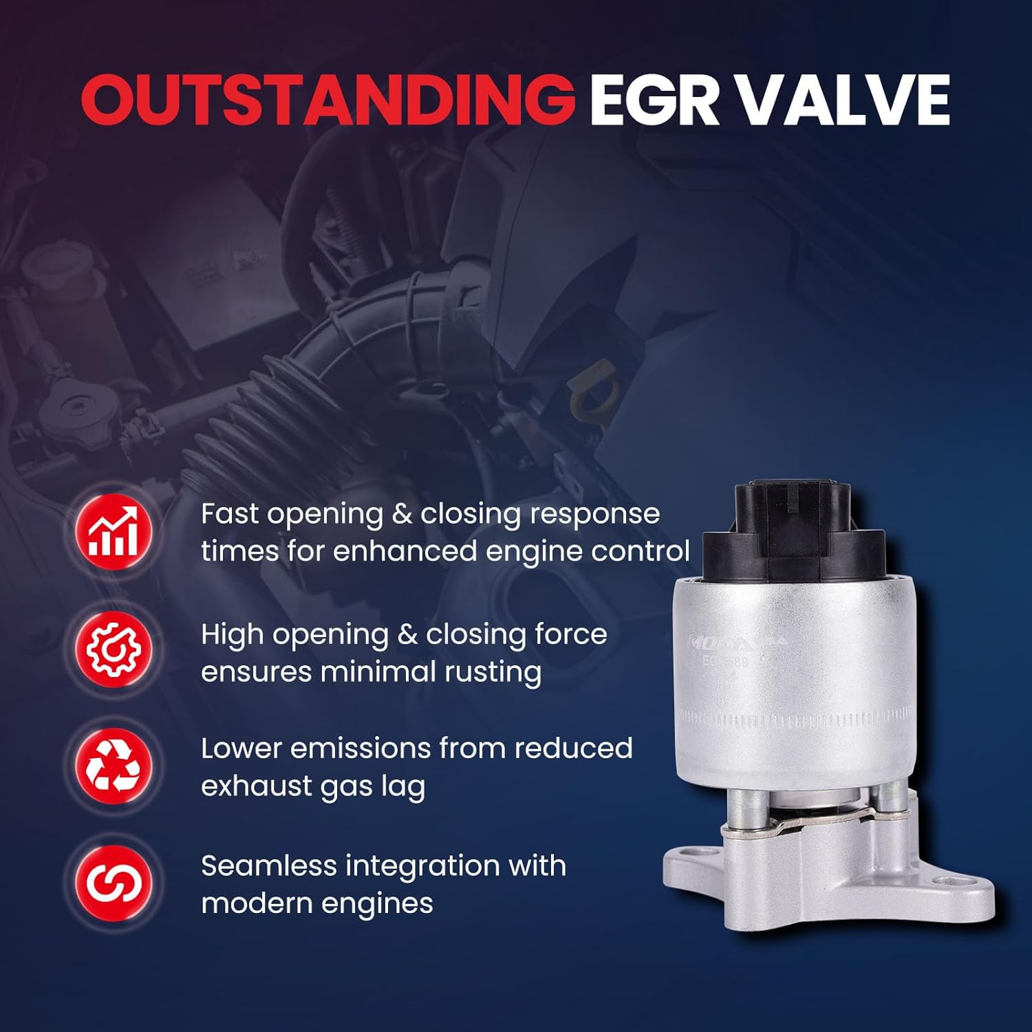 MOCA 911-164 EGR Valve Fit for Buick 2002-2005 LeSabre 3.8L, for Cadillac 2000-2005 DeVille 4.6L, for Chevrolet 2003-2005 Silverado 3500 5.7L, for GMC 1996-2002 Savana 1500 2500 4.3L 5.0L 5.7L