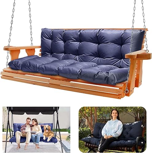 Miniatura 1 de Cojín de columpio para porche, cojín de banco impermeable para muebles de exterior con respaldo, cojines gruesos de reemplazo de 2 a 3 plazas con