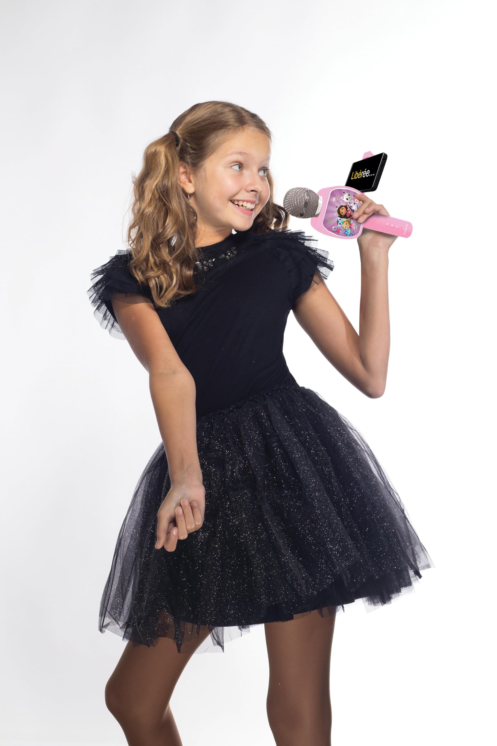 Lexibook, Gabby's Dollhouse, Microfono Bluetooth® con Funzione di Cambio Voce, Altoparlante Incorporato, Supporto per Telefono Incluso, Rosa, MIC240GDHLXB