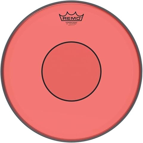 Remo Parche de percusión Colortone Powerstroke 77 Clear – Rojo – 14" – P7-0314-CT-RD