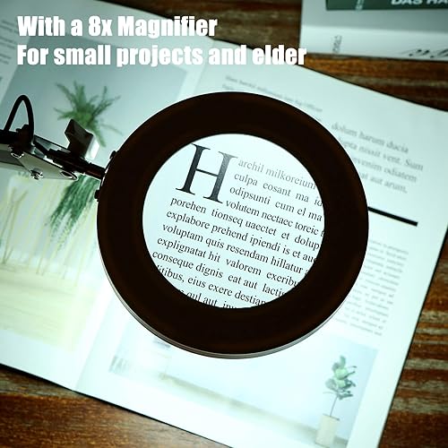 Miniatura 2 de Tomshine - Lámpara LED de escritorio con abrazadera, lupa de brazo giratorio ajustable regulable con luz y soporte para manualidades