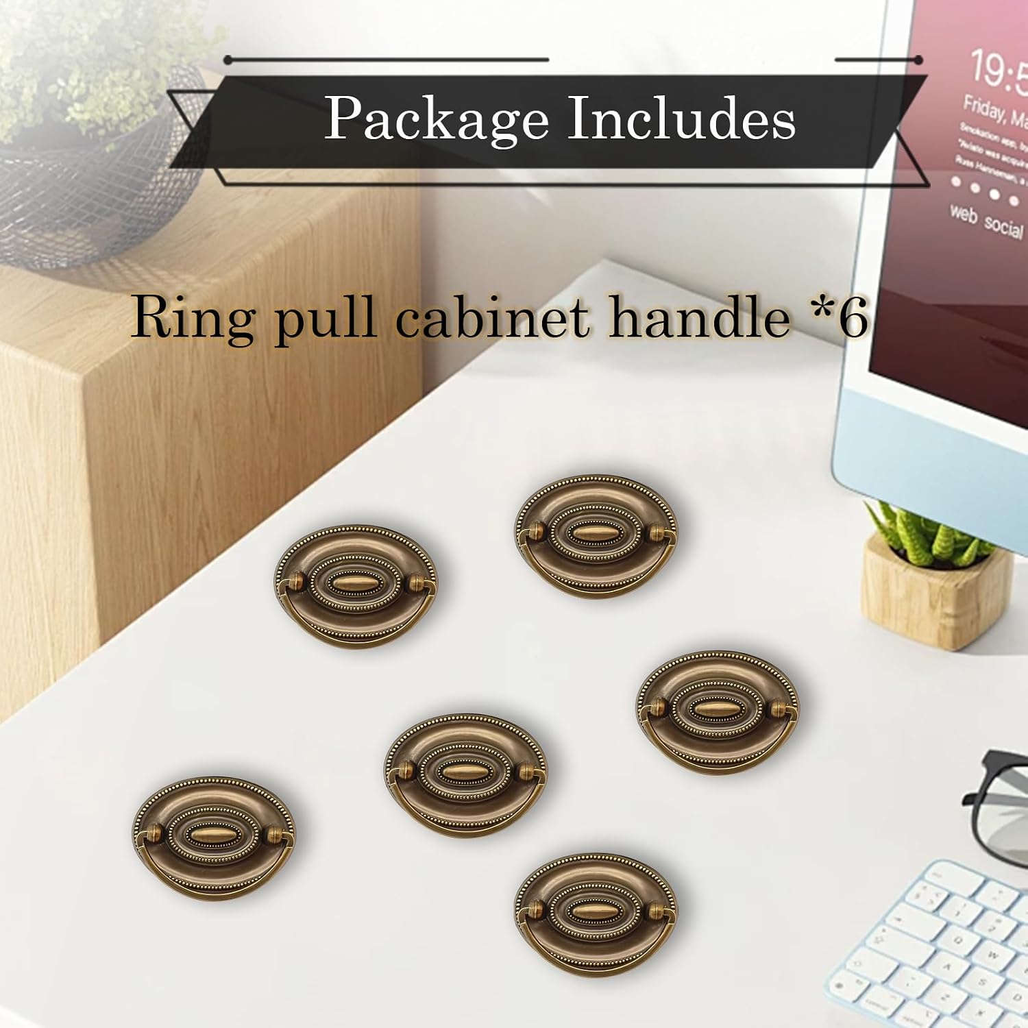 6 Pieces Antique Brass Drawer Pulls - Dresser and Cabinet Knobs, Kitchen Hardware for Cabinets, Handles for Dresser Drawers, Decorative Door Pulls (Antique Brass) image 3