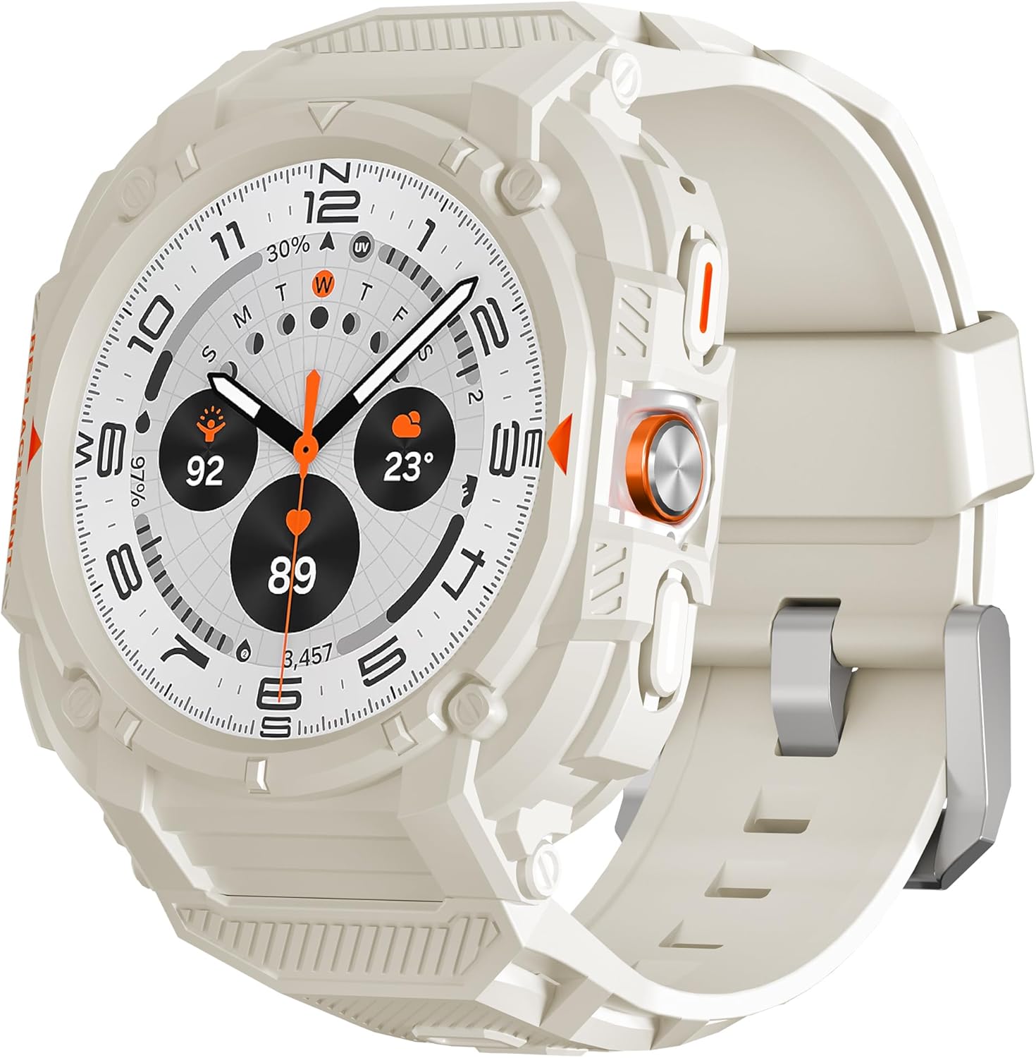 Suoman for Samsung Galaxy Watch 7/8 Ultra 47mm (2024/2025) Case with Band, [No Tempered Glass] Rugged+ All-Round TPE Matte Protective Cover Bumper