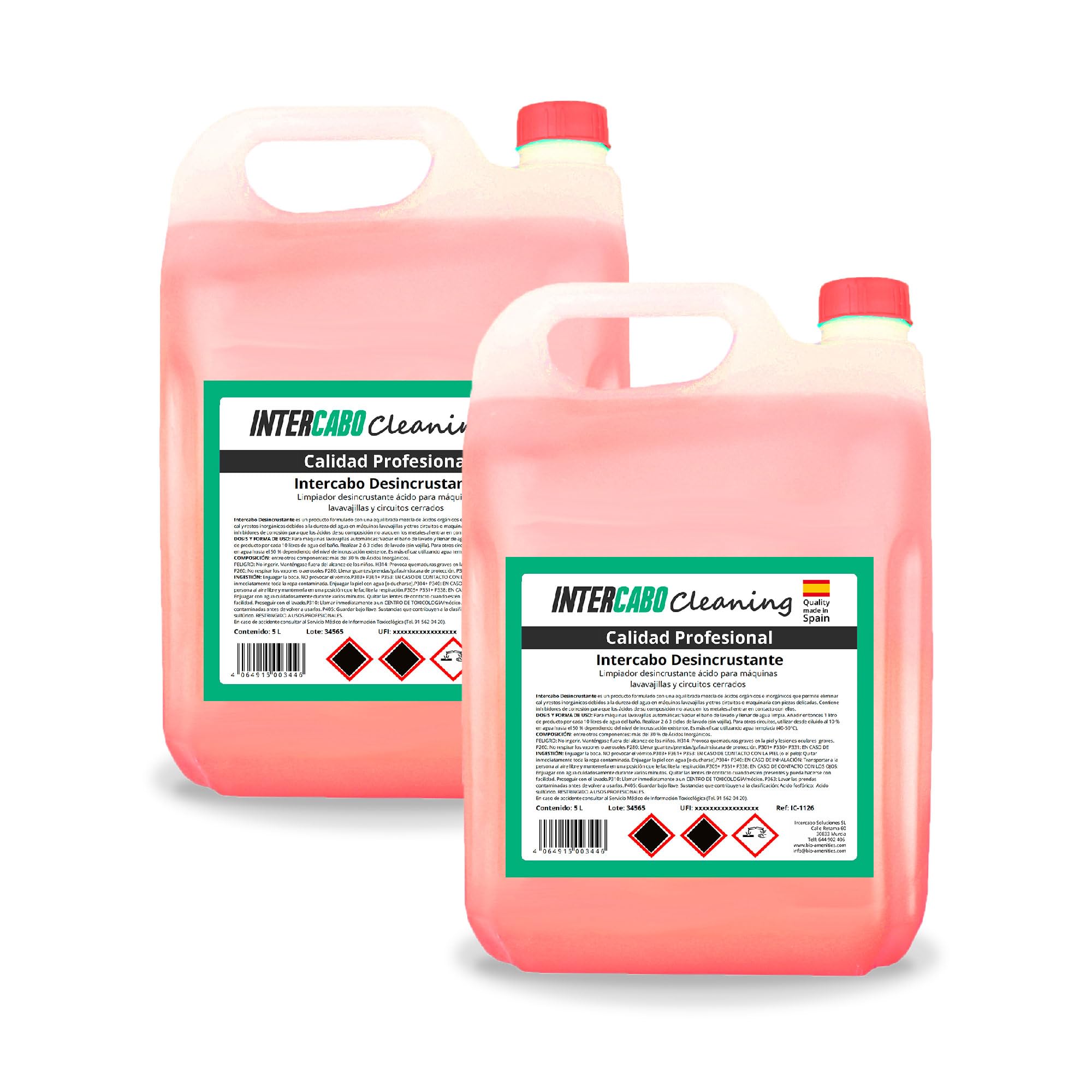 Desincrustante Profesional 2x5L • Limpiador Ácido Potente para Lavavajillas, Circuitos Cerrados y Calderas • Elimina Cal y Óxido • Mantenimiento Técnico con Alta Eficacia y Rendimiento - Intercabo