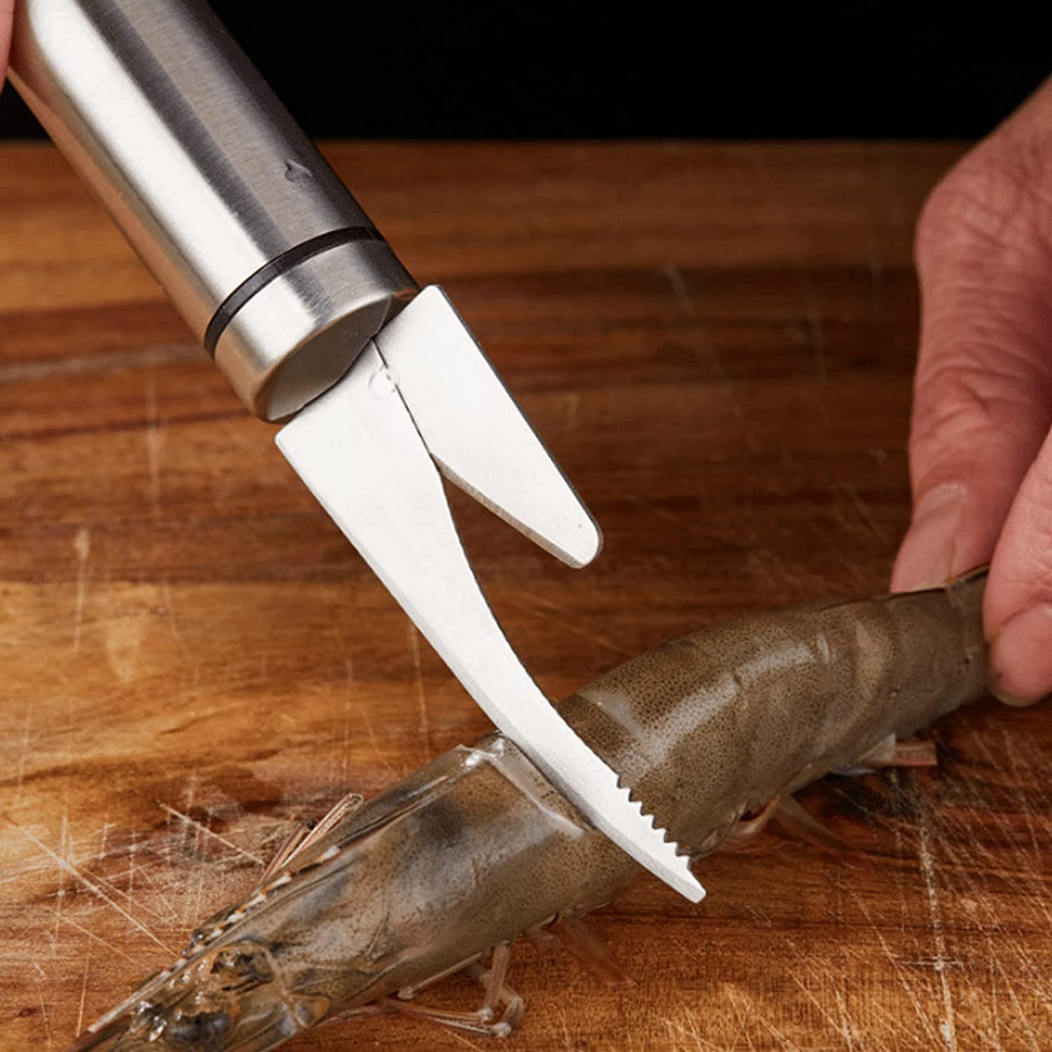 5 In 1 Multifunctional Shrimp Line Fish Maw Knife, Shrimp Deveiner Tool Stainless Steel, Portable Shrimp Cleaner Knife, Stainless Steel Shrimp Line Knife, Multipurpose Kitchen Seafood Tools (2PCS)