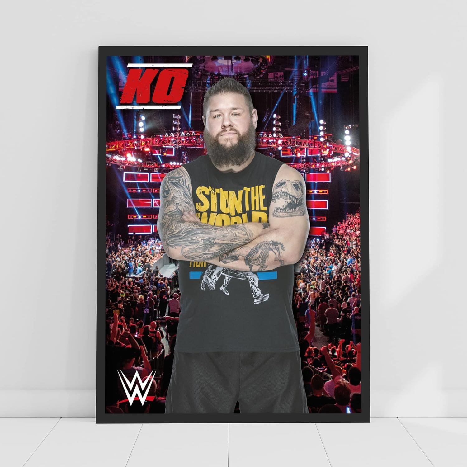 Themed Black Wwe Print - Kevin Owens Crowd Poster Wrestling Wall Art (A4-21Cm X 29.7Cm)