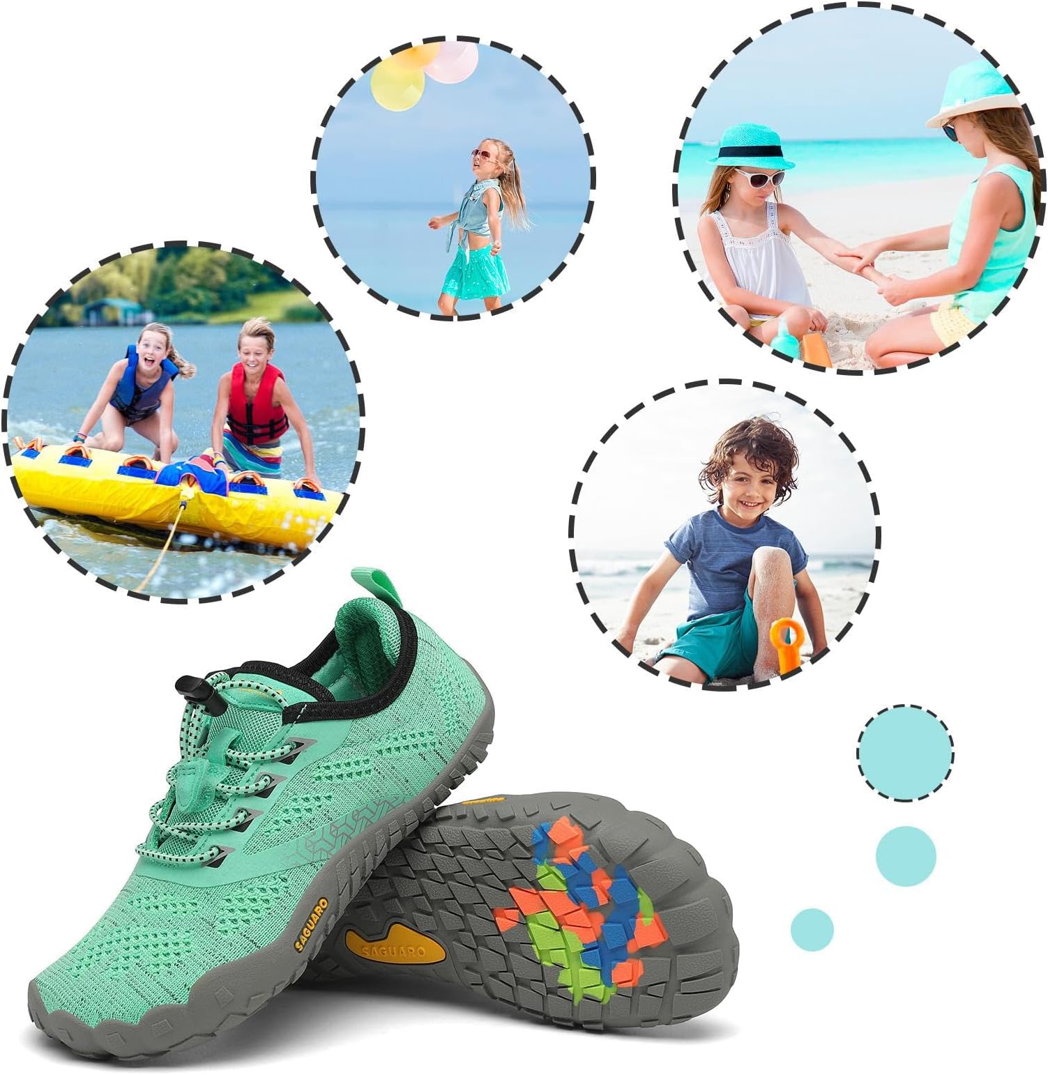 SAGUARO Kids' Barefoot Shoes Boys Girls Quick Dry Aqua Athletic Sneakers Lightweight Sport Footwear Toddler Water Shoes