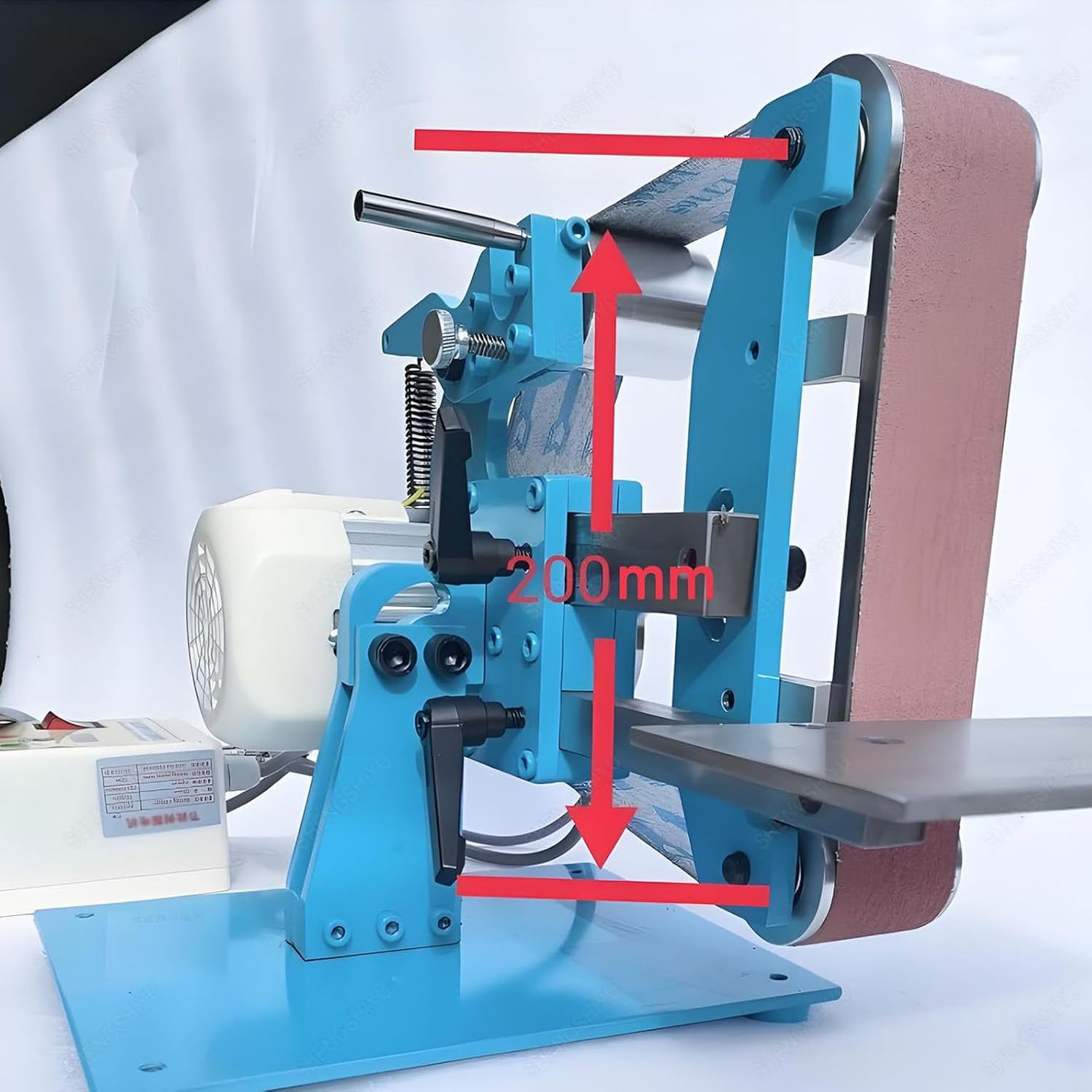 levigatrice a Nastro elettrica, smerigliatrice per lucidatura a Nastro, lucidatrice per Nastri abrasivi 915 x 50 mm, levigatrice da banco Industriale, rettifica Verticale e Orizzontale 1100W