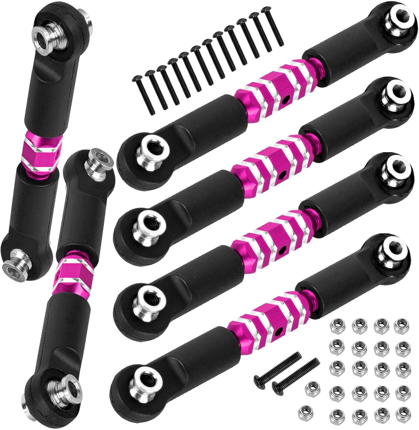 6pcs Aluminum Turnbuckles Camber Links Upgrades Part for 1/10 Granite 3S BLX(Mega550) Senton 3S BLX(Mega550) Vorteks 3S BLX(Mega550),RC Alloy Adjustable Turnbuckles Hop-Up,Red
