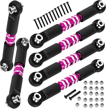 6pcs Aluminum Turnbuckles Camber Links Upgrades Part for 1/10 Granite 3S BLXMega550 Senton 3S BLXMega550 Vorteks 3S BLXMega550,RC Alloy Adjustable Turnbuckles Hop-Up,Pink