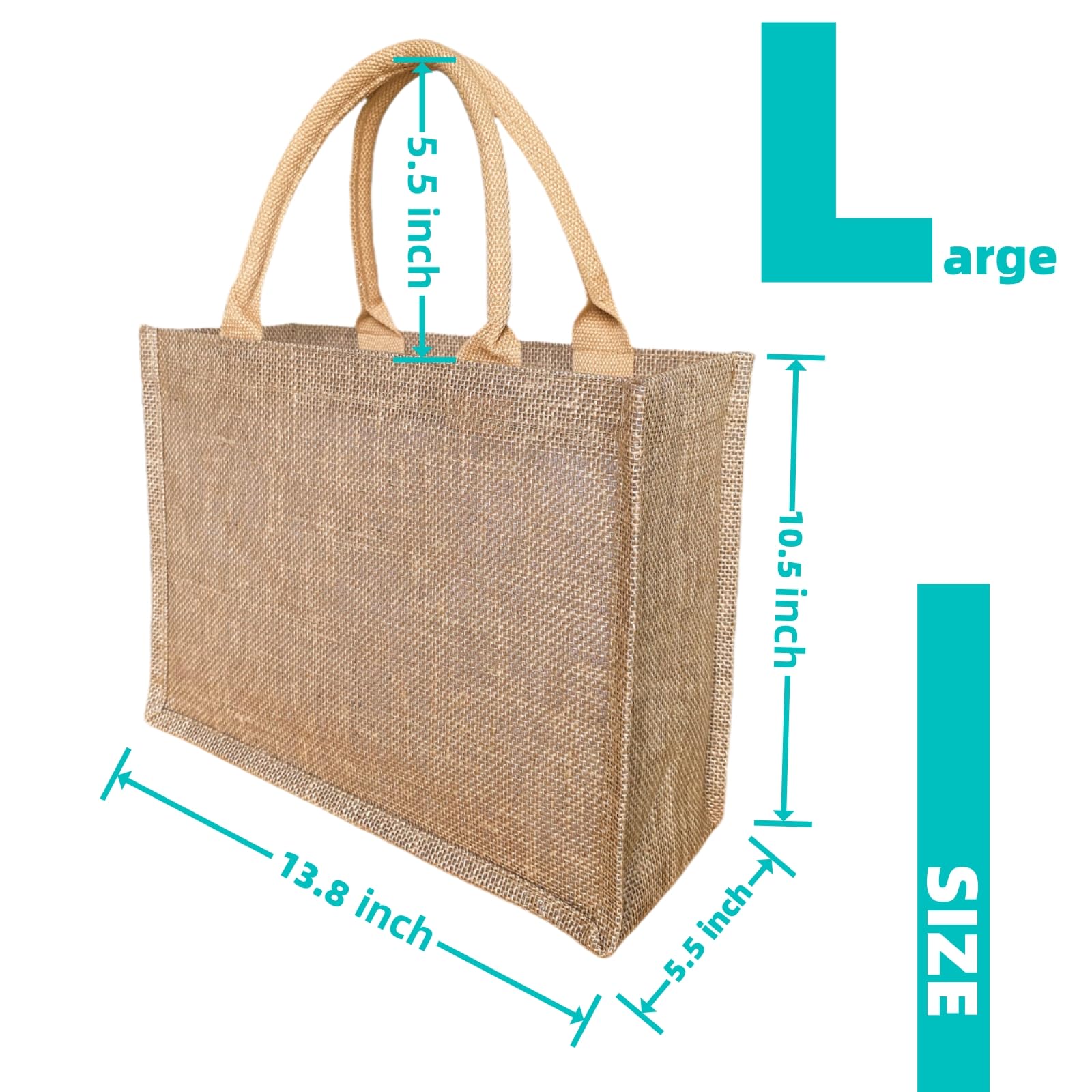 GOQAGA burlap tote bags jute bridesmaid gift burlap gift bags with handles leisure travel vacation 13.8×5.5×10.5 inch L