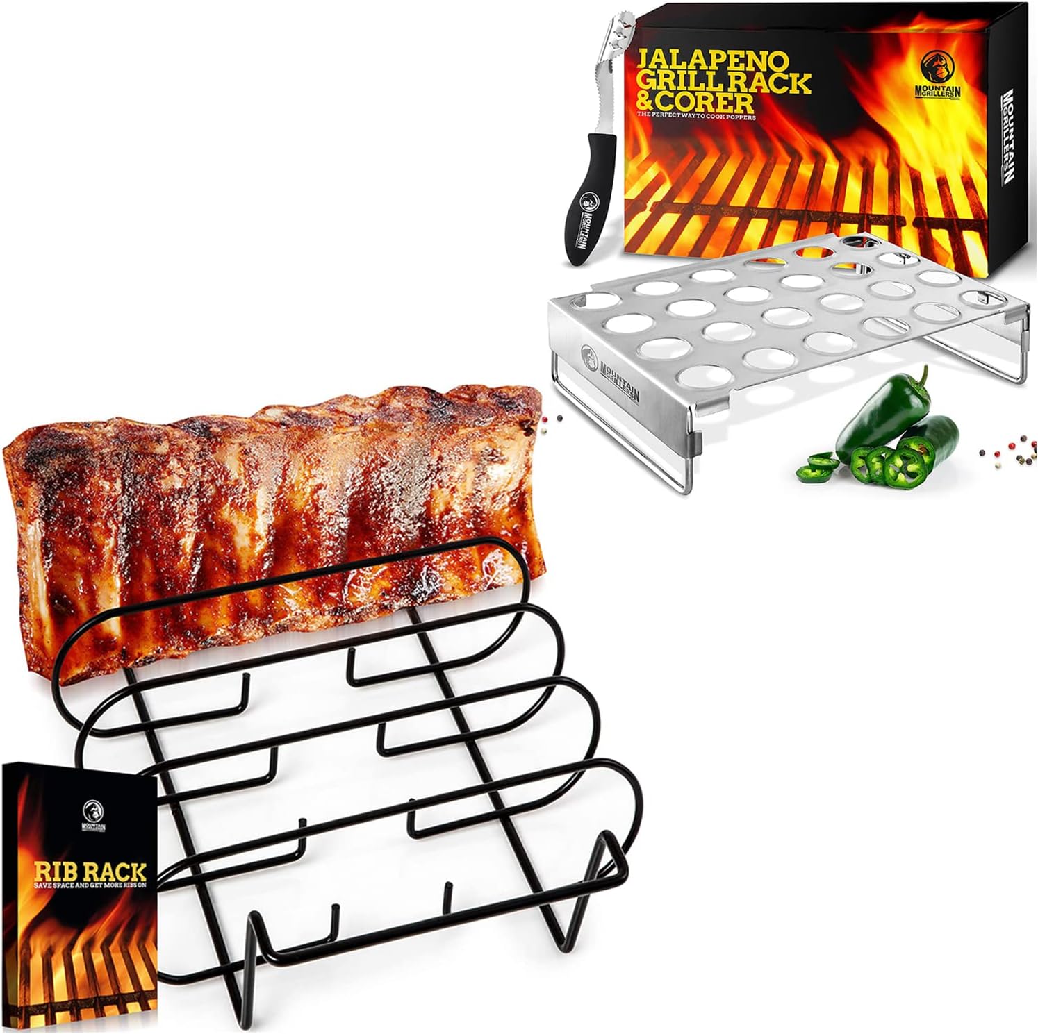 Amazon.com : MOUNTAIN GRILLERS Rib Racks for Smoking Holds 5 Baby Back ...