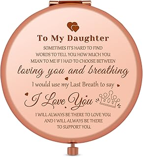 Daughter Gifts Daughter Graduation Gifts from Mom and Dad Rose Gold Compact Mirror Birthday Thanksgiving Gifts for Daughter Mother's Day Graduation Gifts for Daughter in Law Pocket Makeup Mirror