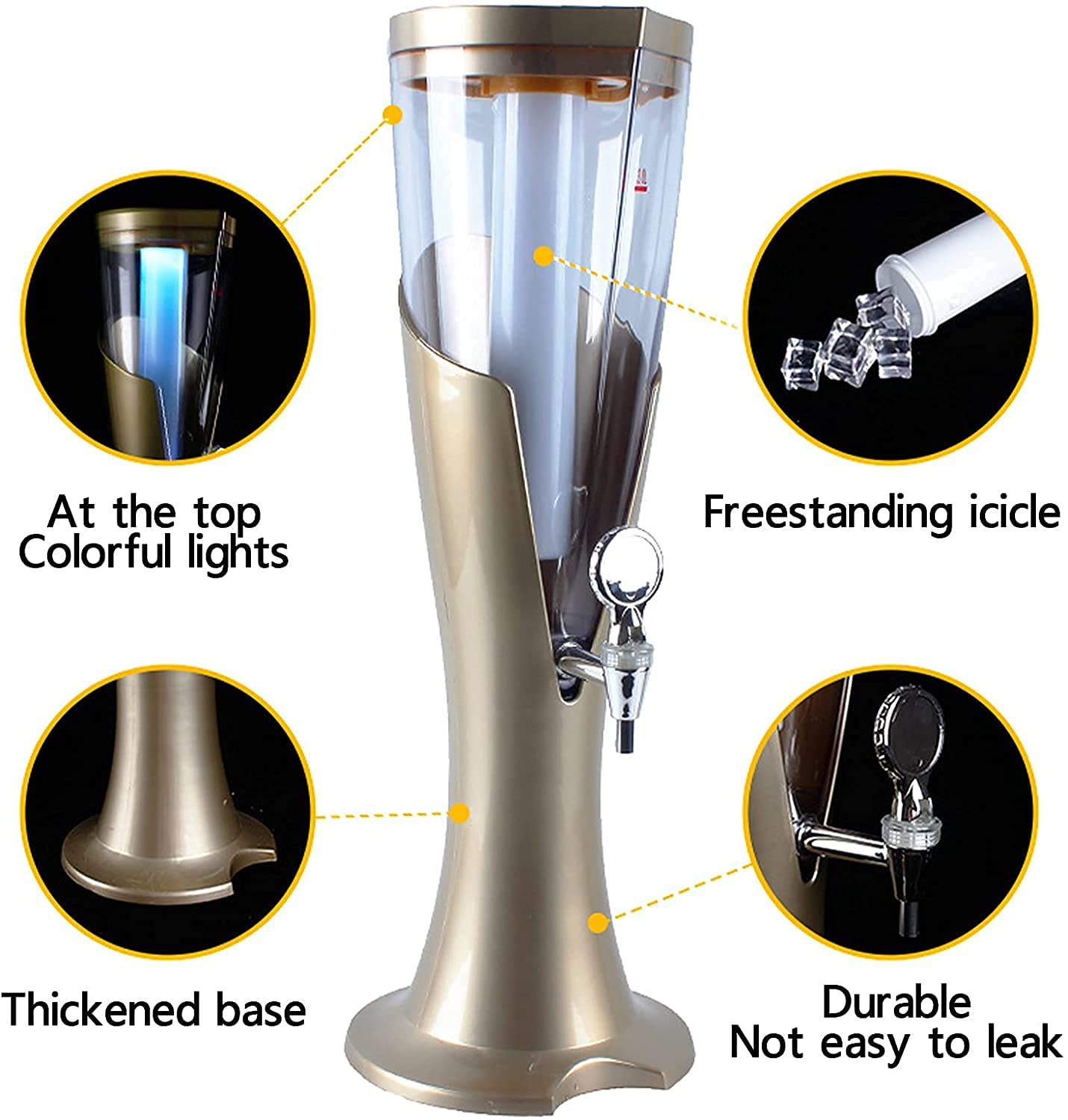 MU Bierturm, Bierfass-Spender für Zuhause, Party, Trinken, Wein, Wasser, Saft, Getränke, flüssige Barware, Bierzapfhahn, B, 5 l