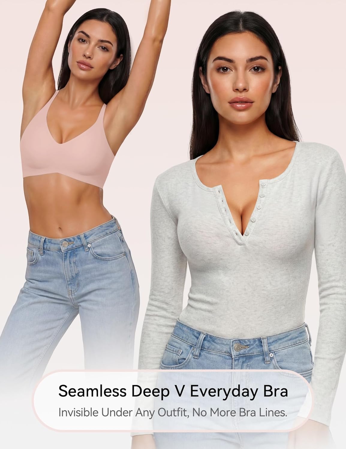 NIASOUL Women's Wireless Push Up Bra Seamless Deep V Bralette No Underwire Comfortable Supportive Bra - Image 5