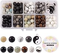 Vista 11 de Crafans Cuentas de piedras preciosas de vidrio natural, kit de fabricación de pulseras con temática de constelación, cuentas de piedra natural