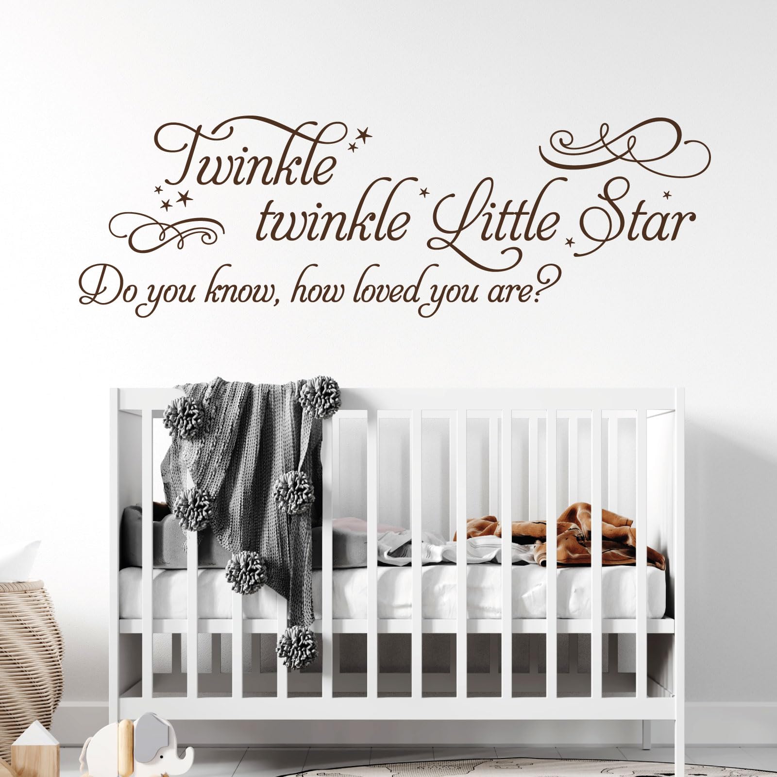 Twinkle Twinkle Little Star, do You Know How Loved You are?... - Baby Nursery Wall Art Sticker [Large] [Chocolate]