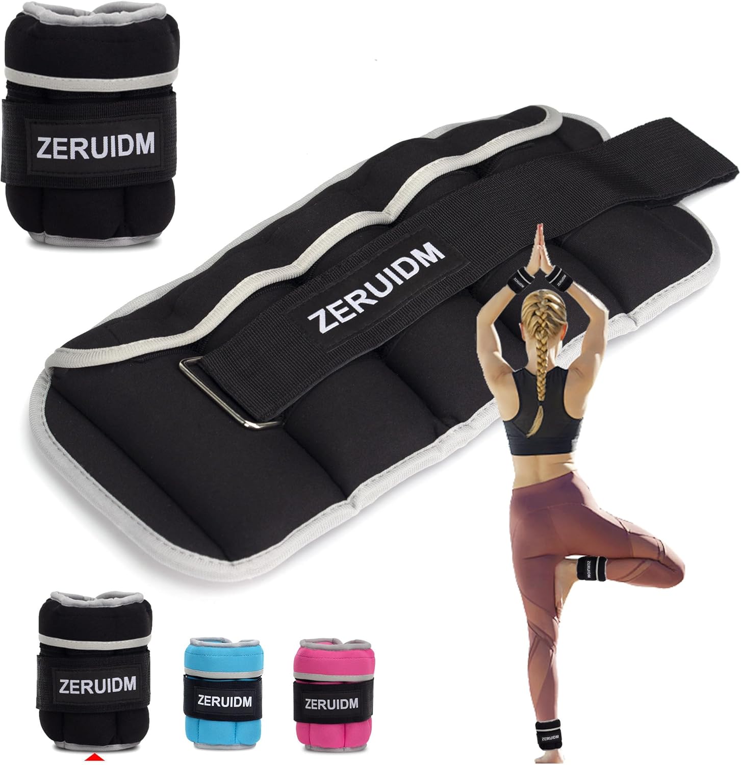 ZERUIDM Pesas de tobillo ajustables para mujeres, hombres y niños, 1 par de 1, 2, 3, 5, 8, 10 libras, correas de peso para piernas, brazos, muñecas