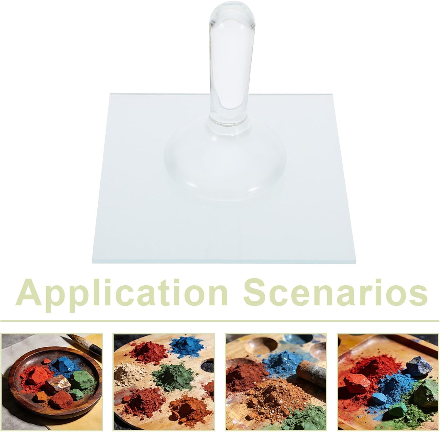HAPINARY 1 Set Glass Muller and Slab for Oil Paint Making, Mineral Pigment Grinding Mixing Pestle and Plate, for Homemade Watercolor Tempera Artists, Art Studio Supplies