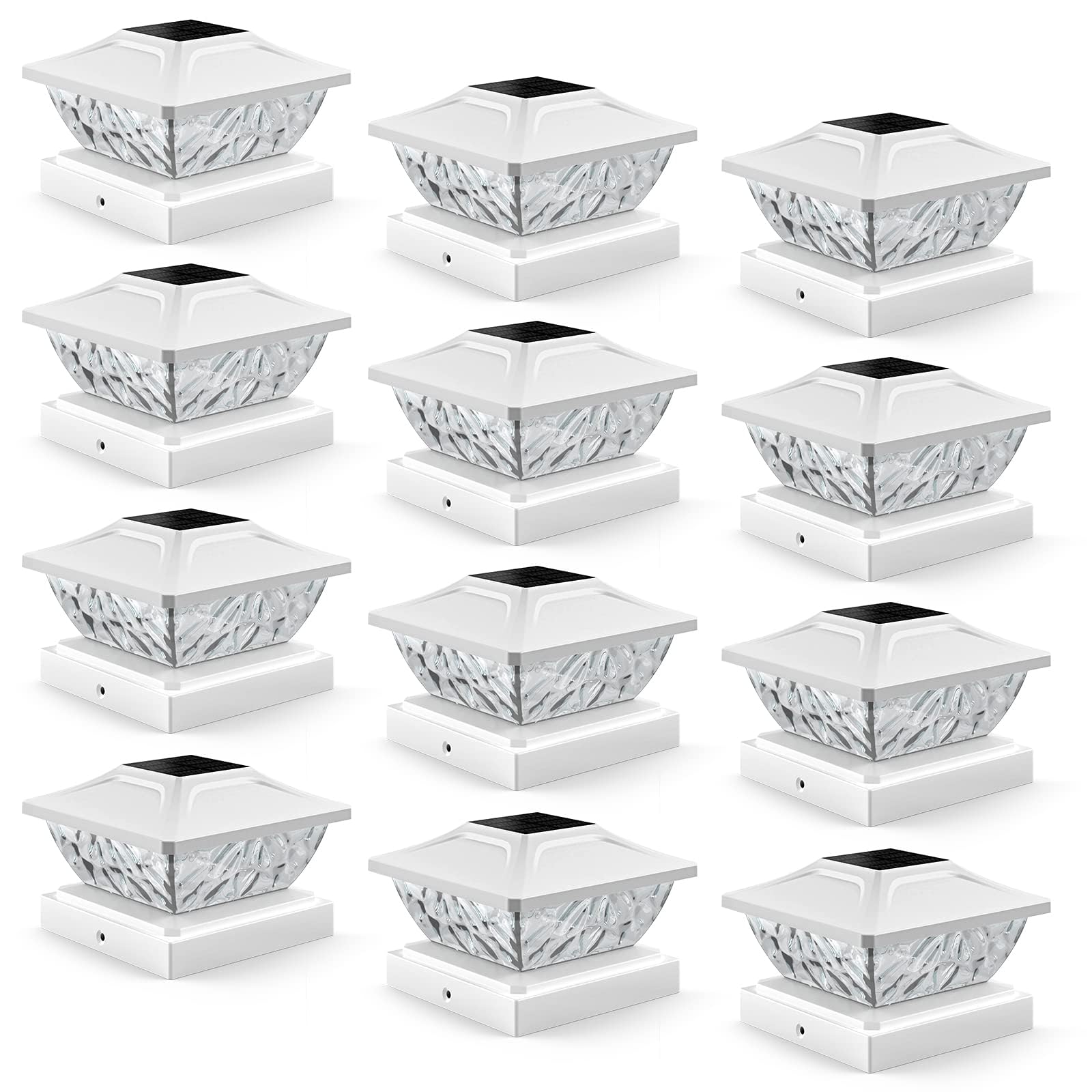 Solar Post Cap Lights, 2 Mode Bright Solar Post Lights Outdoor Waterproof Fence Post Cap Lights, Outdoor Post Lights Solar Powered Deck Lights for 4x4 4.5x4.5 5x5 Posts in Garden Decor (12 Pack)