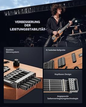 Donner HUSH-X Electric Guitar Kit - Featherlight and Quiet Performance Headless Guitar for Travel and Practice Mahogany Solid Body with One-Second Assemble Frames Gig Bag All Accessories Natural