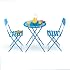 Alpine Corporation 3-Piece Bistro Set with Folding Table and 2 Chairs, Durable Steel Indoor/Outdoor Patio Furniture, Compact Seating, Blue