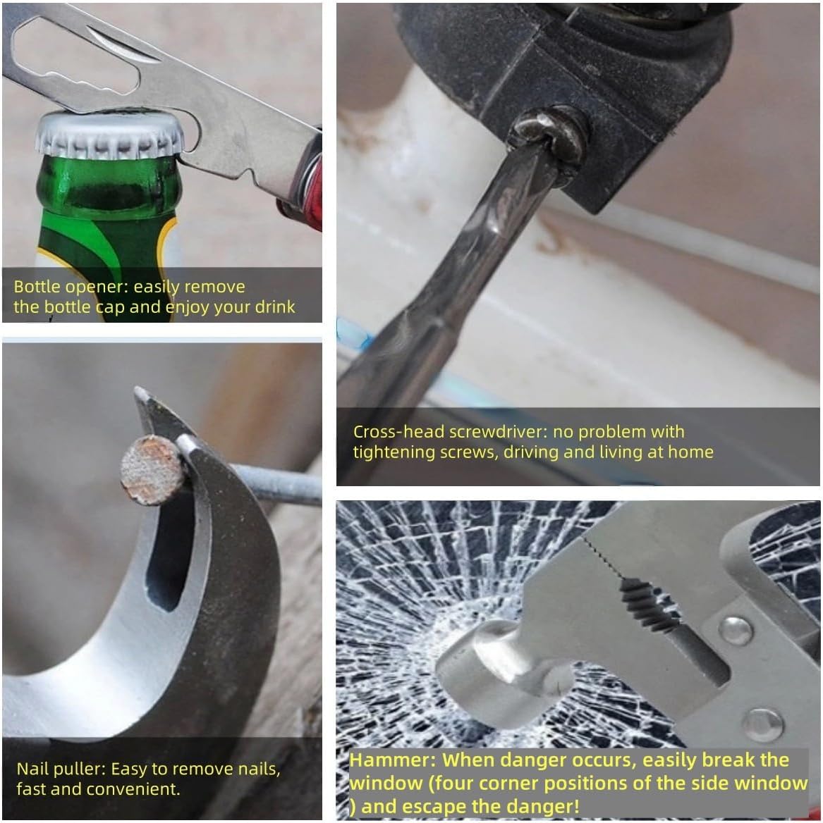 14 in 1 Multitool Hammer Multi Tool Survival Gear Multitool，Survival Tools Camping Accessories With Pliers,Nail Puller,Screwdriver,Saw,Bottle Opener,Present for Husband,Dad,Grandpa
