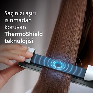 Philips Hair Straightener, Curl Feature, Argan Oil Plate, ThermoShield, Ionic Care, Fast Warming, Wide Temperature Adjustment, Heat Resistant Case Gift, BHS520/00
