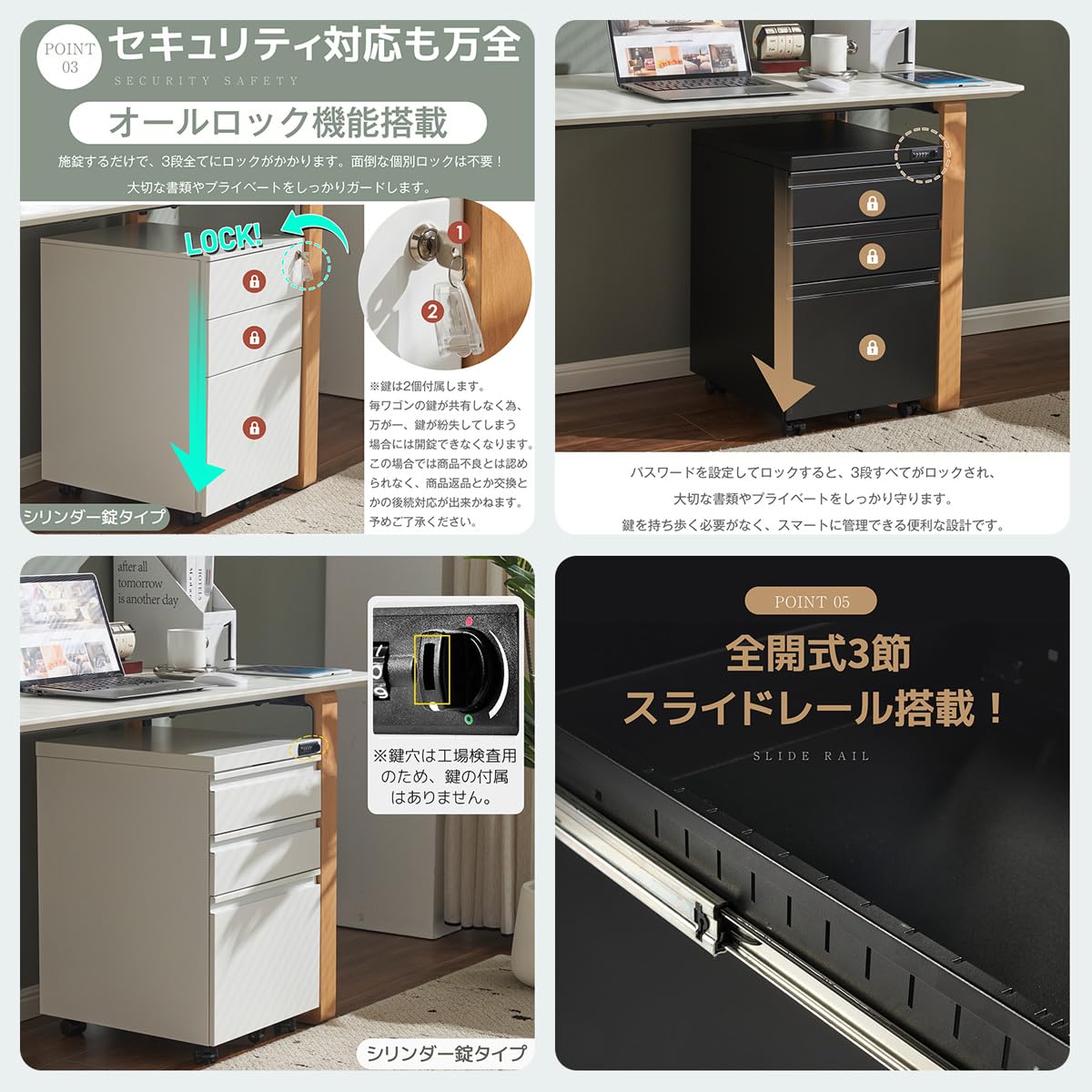 Amazon.co.jp: Simpolu デスクワゴン キャスター付き オフィスワゴン