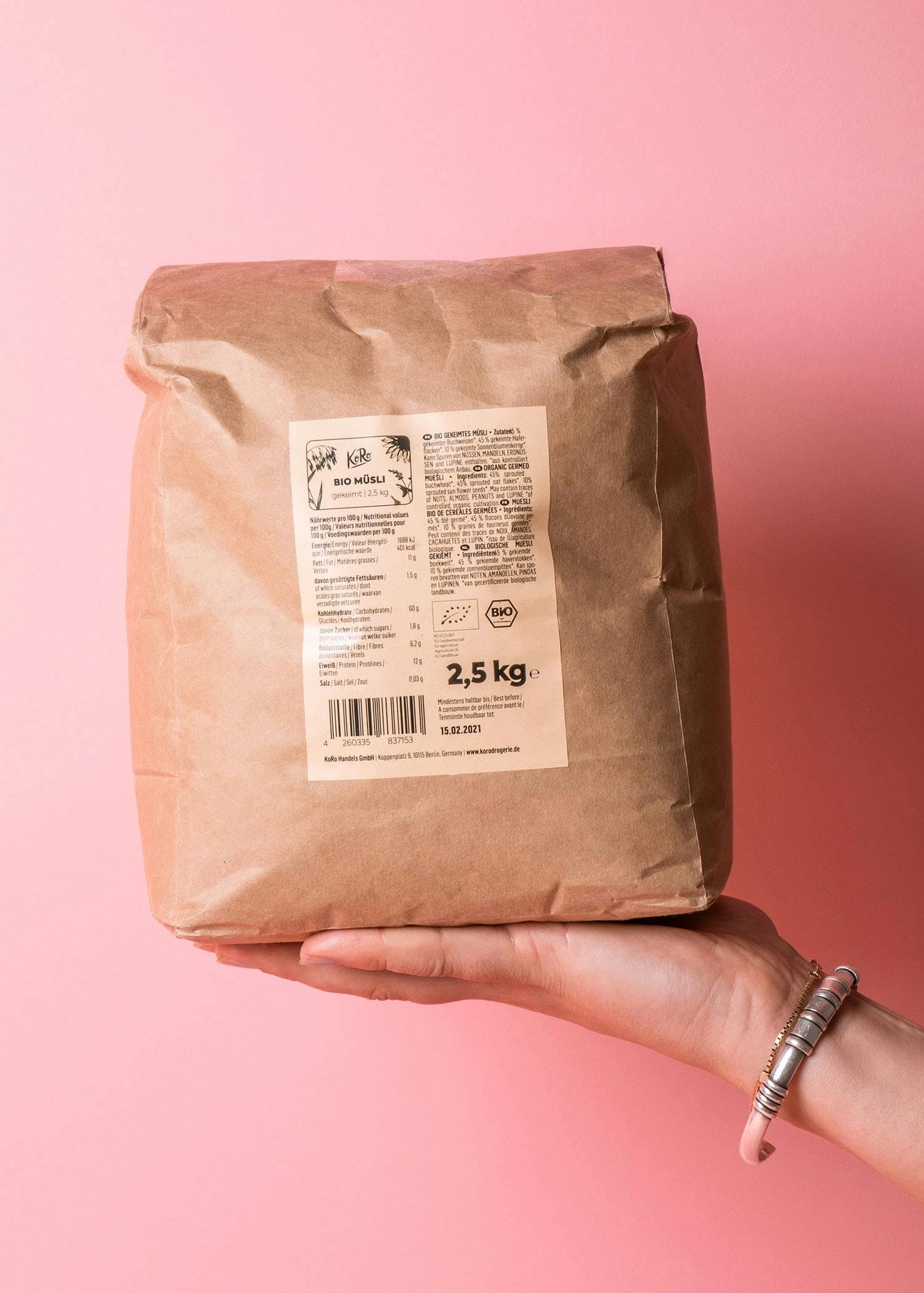 KoRo - Muesli bio de céréales germées 2,5 kg - Sans additifs issus à 100% de l'agriculture biologique