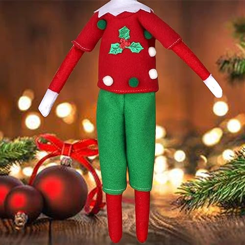 Miniatura 5 de Erweicet Ropa de Navidad Couture Accesorios de Navidad para muñeca elfo (parte superior + pantalones) La muñeca no está incluida