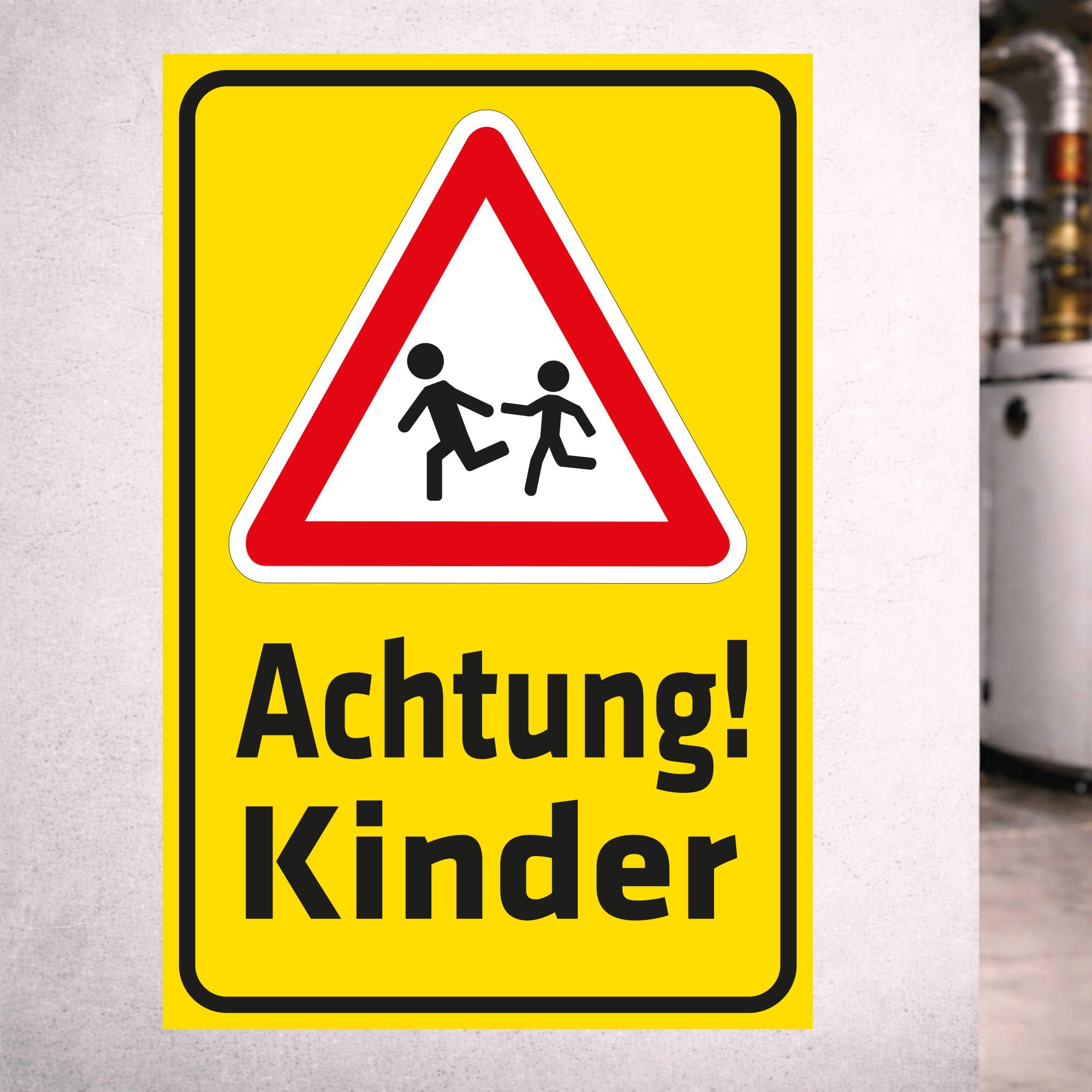 INDIGOS UG - Aluverbundplatte Schilder 3mm - Sicherheit - Achtung Kinder - 600x400 mm - Hotel, Firma, Schutz, KITA, Arzt, Praxis, Wohnung