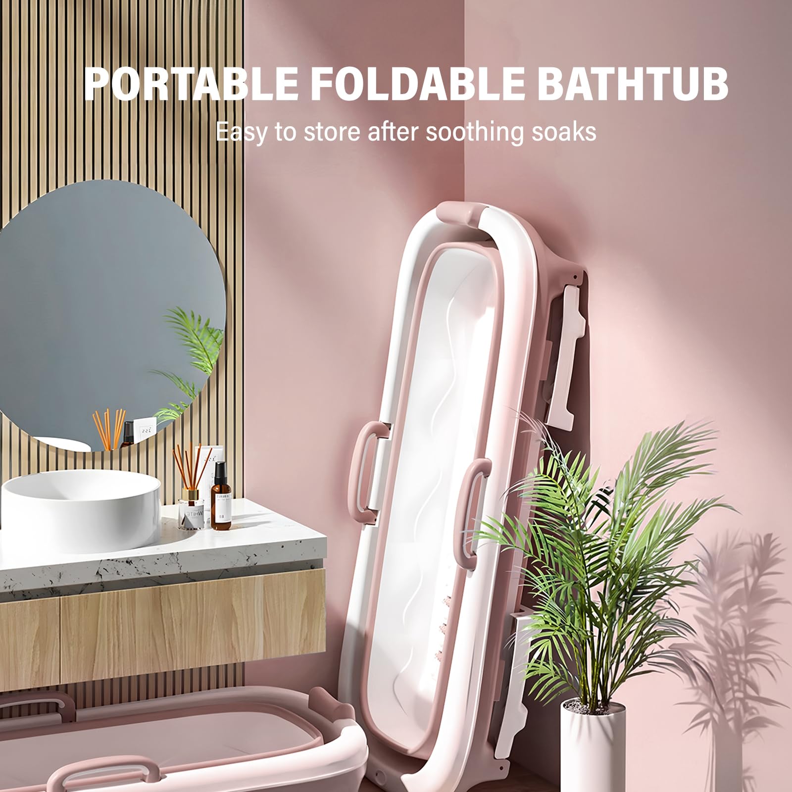 Warmiehomy Baignoire portable pour adulte, 138 x 62 x 52 cm, grande baignoire pliable, baignoire épaisse sur pied, baignoire de massage à la vapeur avec couvercle, baignoire de sauna à la maison pour