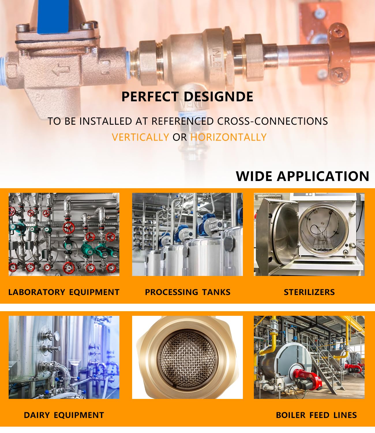 9D-M2 3/4 Inch Bronze Dual Check Valve Preventer di riflusso con sfiato atmosferico intermedio, connessioni di ingresso e uscita dell'Unione femmina