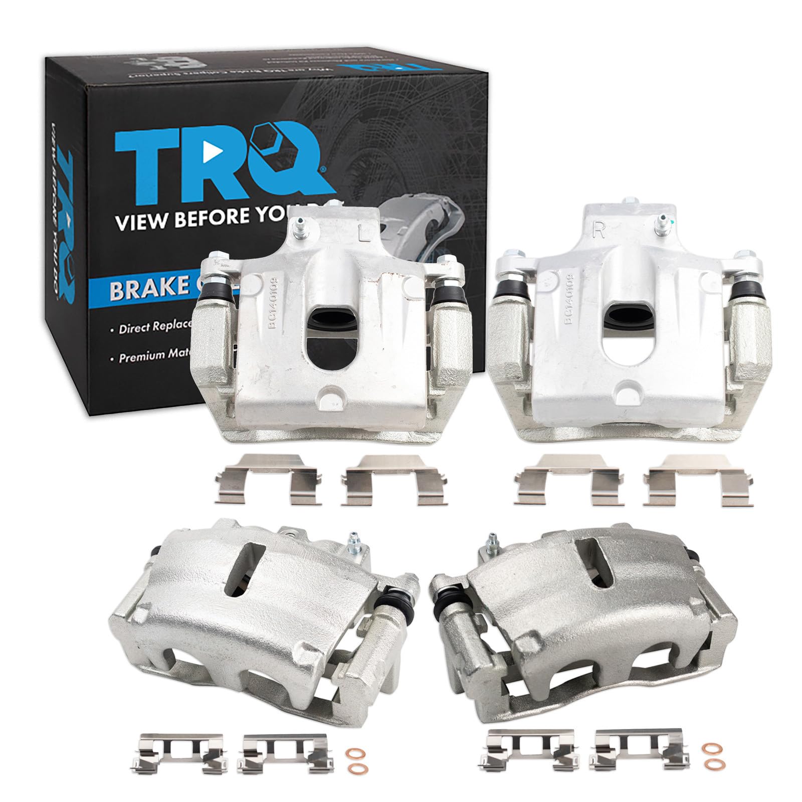 TRQ Front and Rear Brake Caliper Set Caliper Brackets Hardware Compatible with 2008-2016 Buick Enclave 2009-2017 Chevrolet Traverse 2007-2016 GMC Acadia 2007-2010 Saturn Outlook
