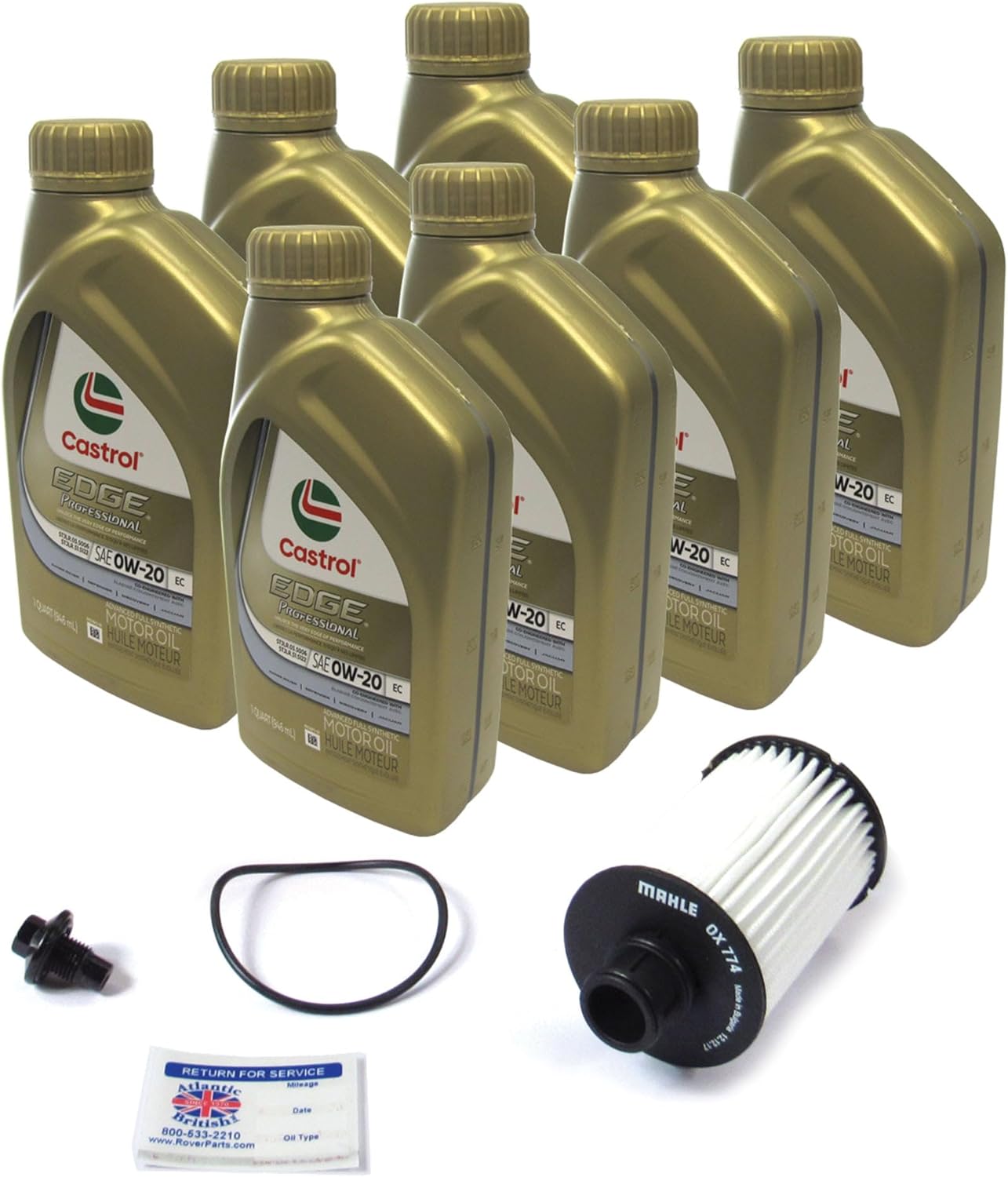 Oil Change Kit With Mahle Oil Filter LR011279 With Seal, 7 Quarts Genuine OE 0W-20 Oil, Replacement Drain Plug, & Reminder Sticker, Compatible with Range Rover Velar 3.0L Supercharged Petrol 2018-2020