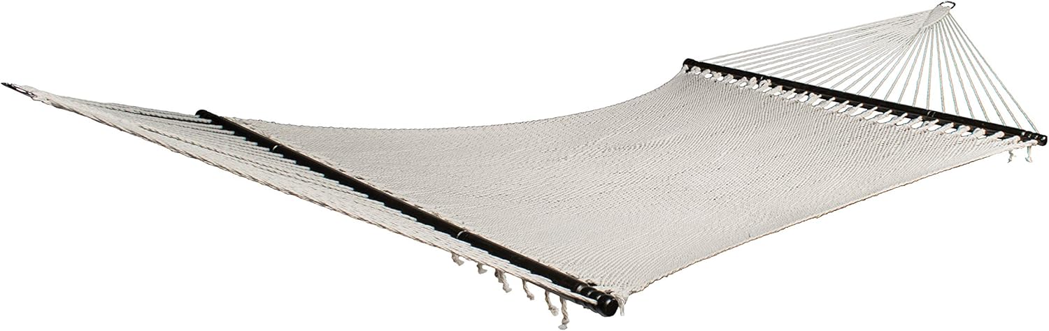 Bliss Hammocks BH-415 2-Person Weekender 12’ Long Deluxe, 4 mm Thick Handwoven Polyester Rope, Patio Yard Poolside Outdoor Hammock, 55-Inch Spreader Bar Supports up to 450 lbs, Natural : Patio, Lawn & Garden