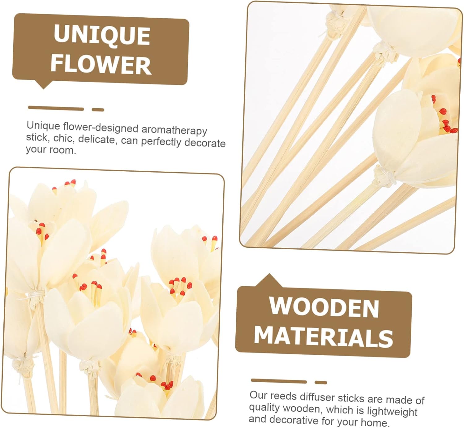 50pcs Diffuser Sticks Elegant Artificial Flower Fragrance Reeds for Decor Scent Concentration for Living Room and Bedroom