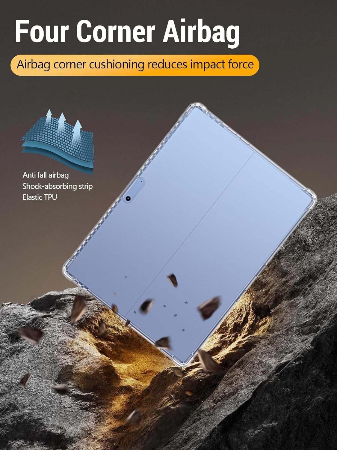 Clear Case for 13" Microsoft Surface Pro 8/9/10/11, FJIASTB Flexible TPU Shockproof Cover with Airbag for Windows Tablet, Lightweight (Transparent) - Image 6