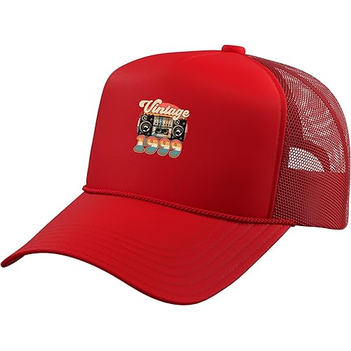 27th Birthday Retro Vintage 1999 Men Women Trucker Hat with Adjustable Mesh Back