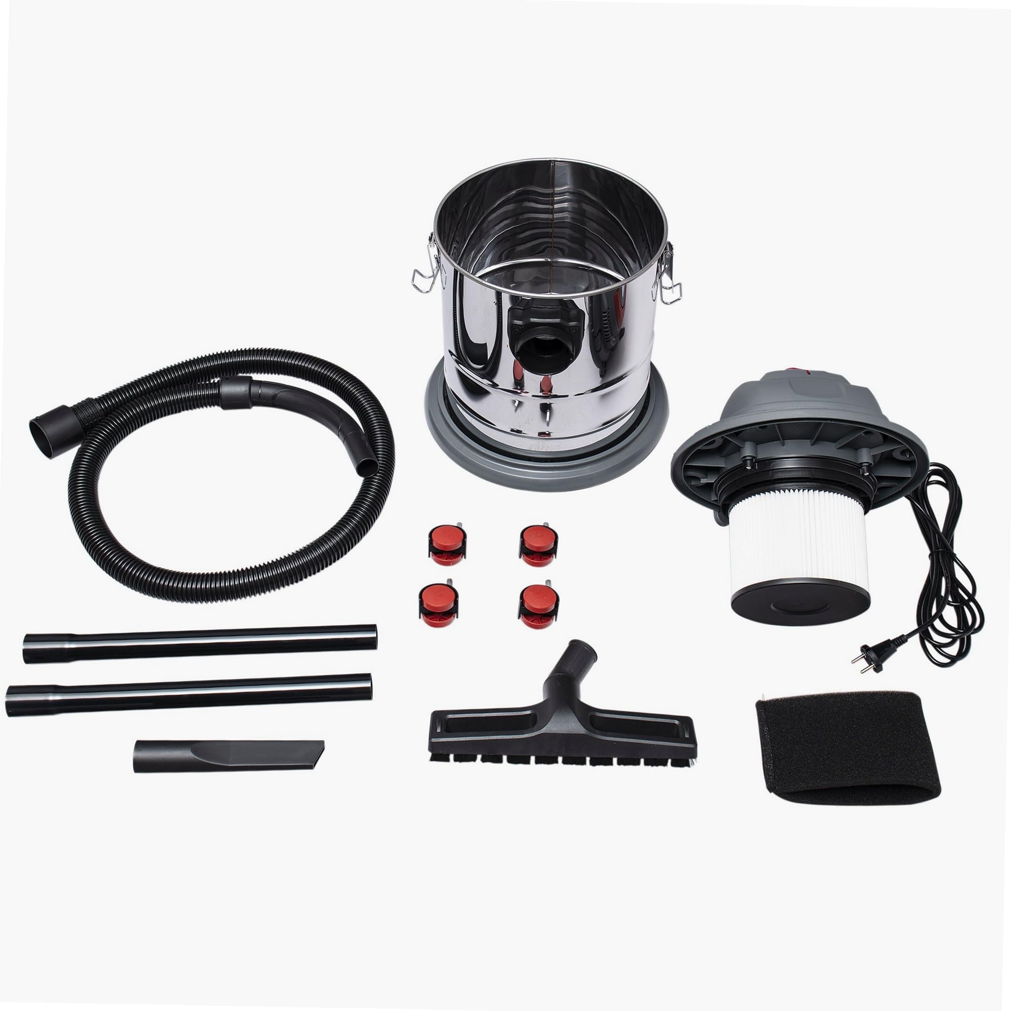 WERKA PRO Aspirateur Eau et Poussière 20 l Cuve Acier Chromé Lavable 4m