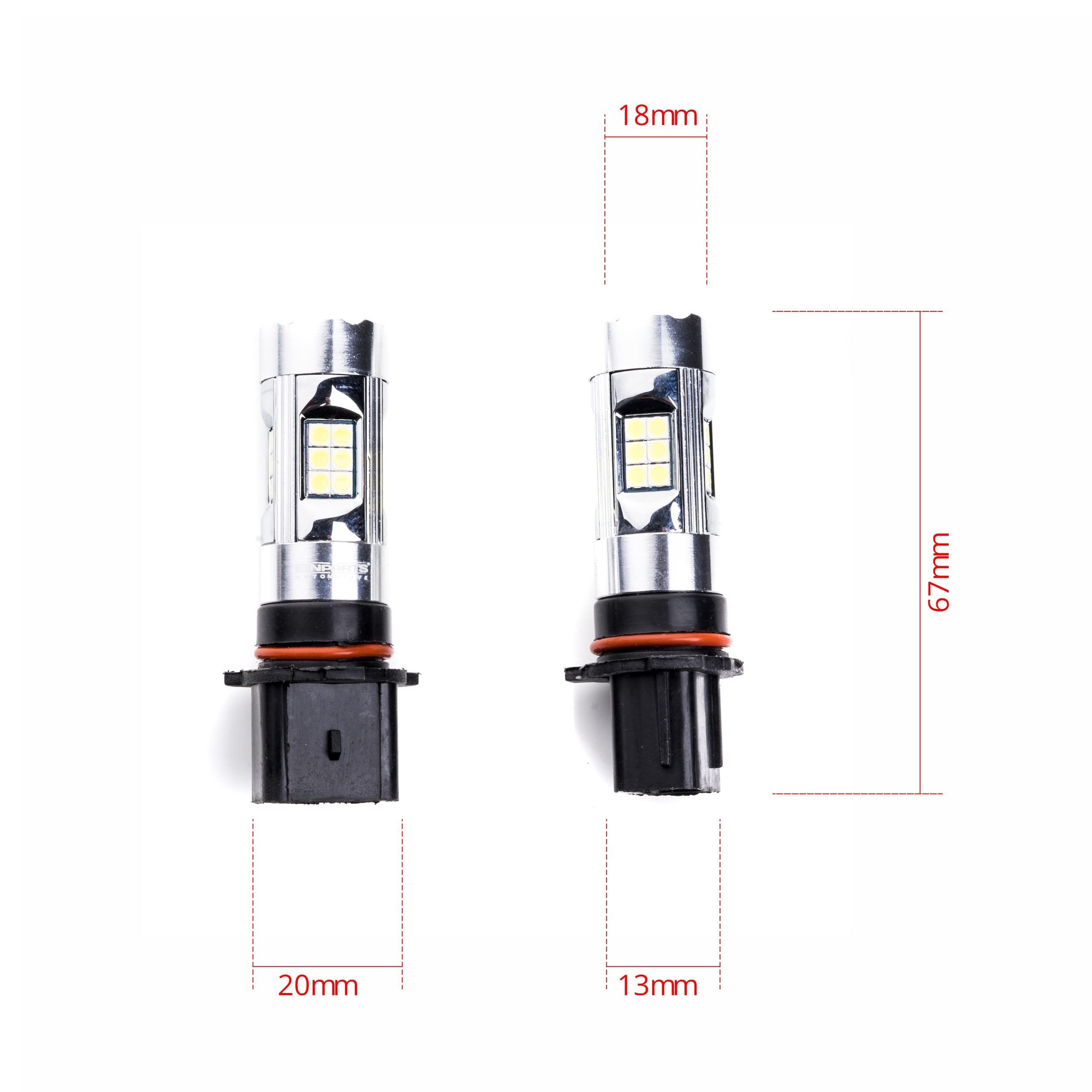 EinParts P13W LED Lampadine 6000K (Bianco) 12V per Auto 27 x SMD 3030 LED, PG18.5D-3