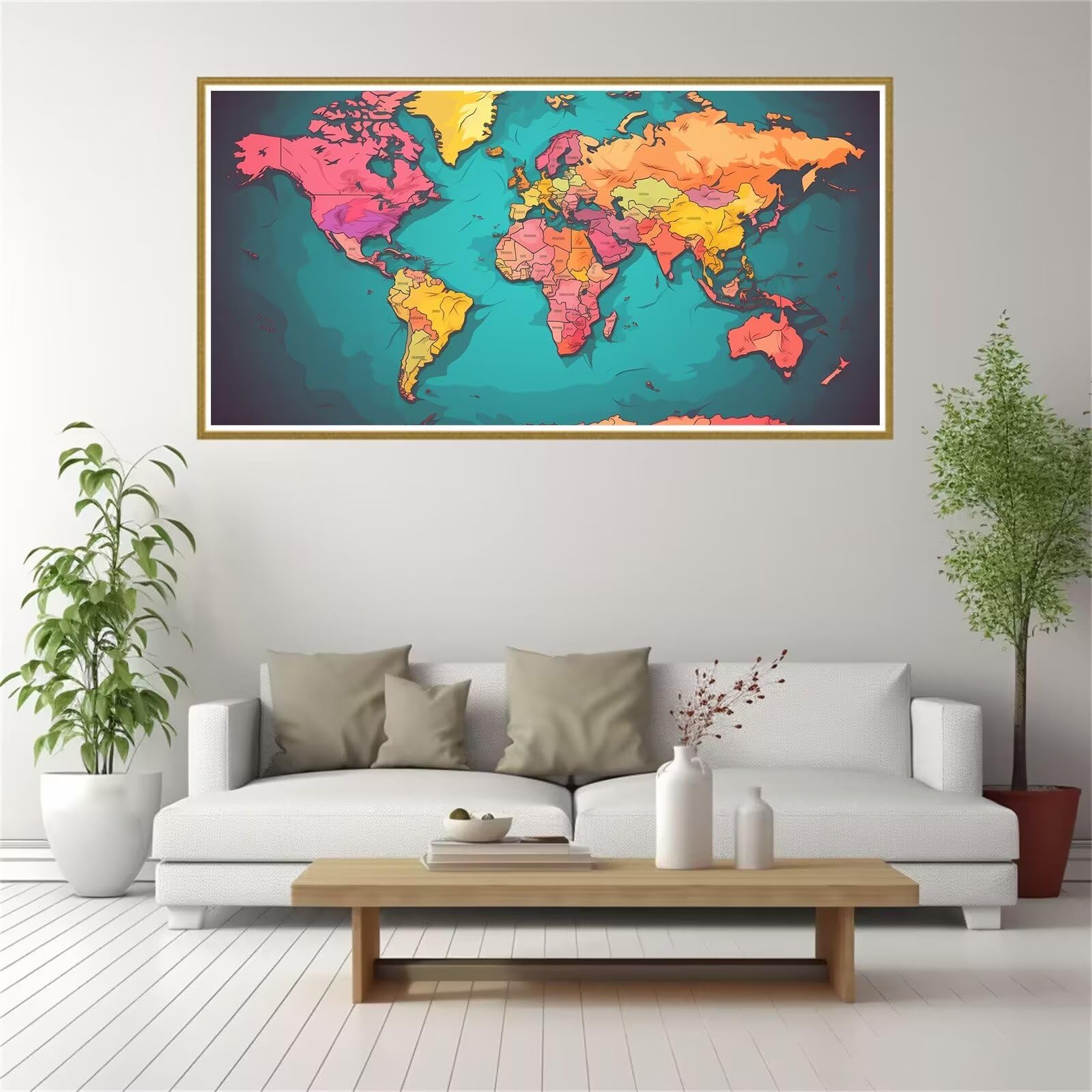 Lihogbo Zestawy do malowania diamentami 5D AI, zestaw do malowania diamentami 5D, pełne wiercenie, sztuka i rękodzieło dla dorosłych, obraz DIY, mapa świata, kryształy, stras, haft do dekoracji ścian