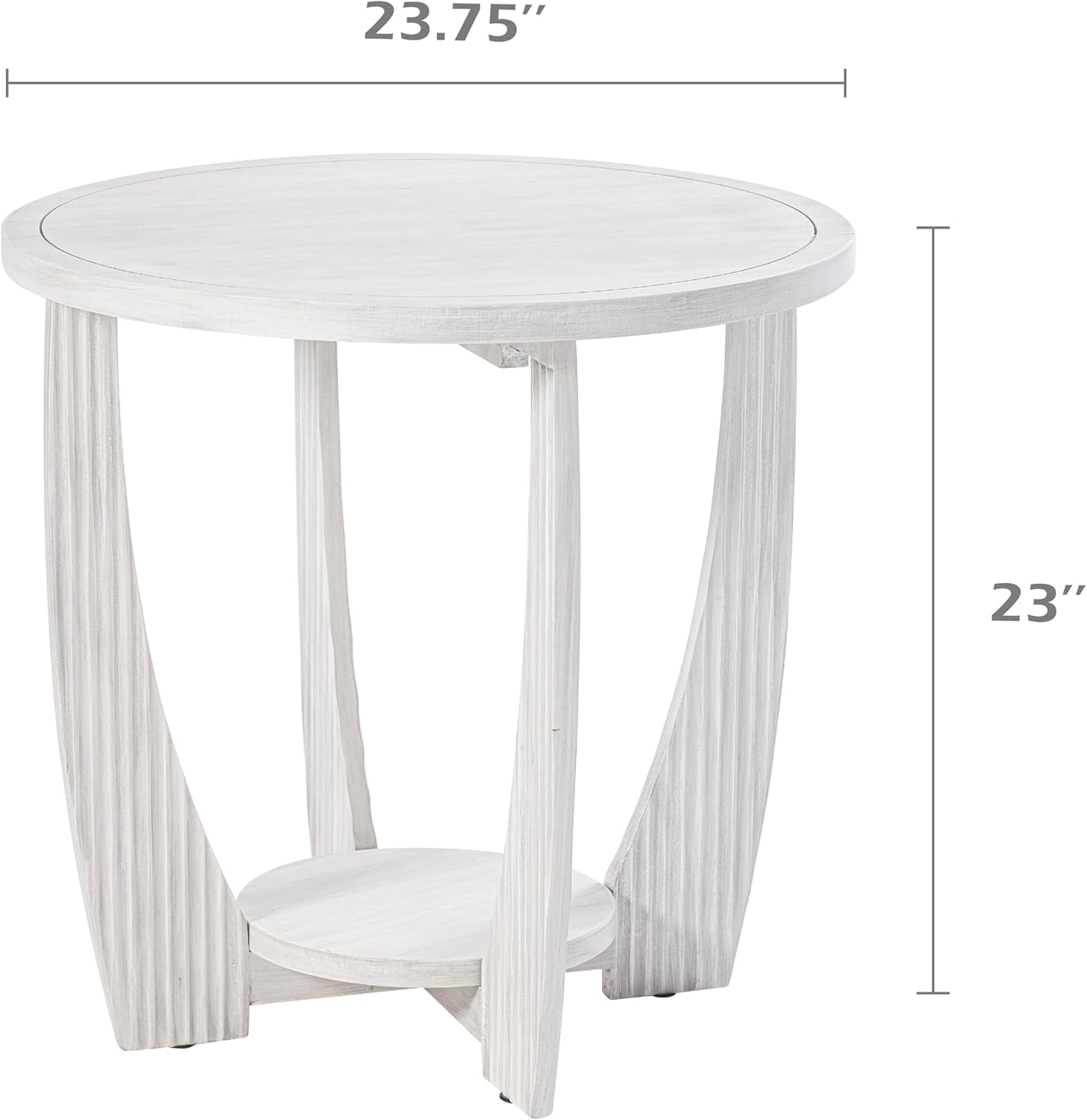 COZAYH Rustic Farmhouse end Table with Storage Shelf, French Country Accent Side Table for Family, Dinning or Living Room, Small Spaces, Modern, Round, White