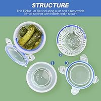 Vista 3 de Tarro de Pepinillos 24oz 2Pack - Envase de encurtidos con colador, soporte para tarros, elevador, contenedor de almacenamiento de encurtidos
