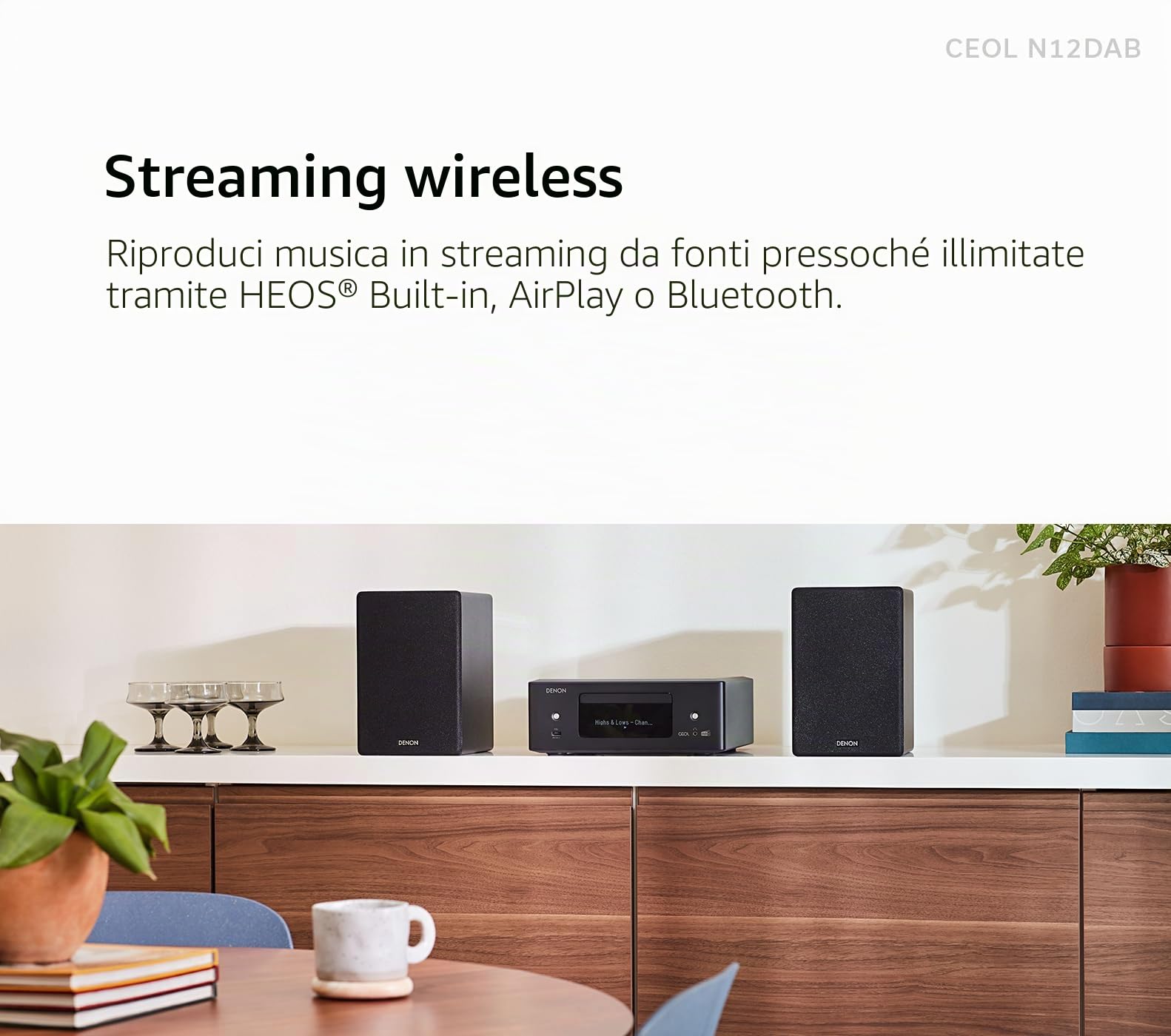 Denon CEOL N12DAB Sistema all-in-one con lettore CD, radio DAB/FM, HDMI ARC e HEOS Built-in - Nero