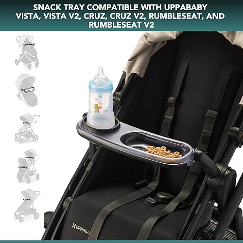 Miniatura 2 de Bandeja de aperitivos compatible con UPPAbaby Vista V2, Vista, Cruz, Cruz V2, RumbleSeat, RumbleSeat V2, bandeja de aperitivos con portavasos, apta