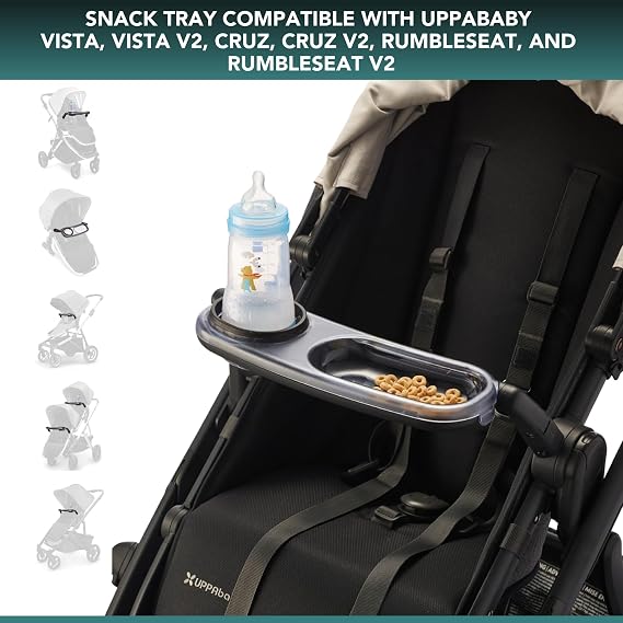 Stroller Snack Tray with Cup Holder Compatible with Uppababy Cruz v2, Uppababy Vista v2 Stroller, and Rumble seat. Easy attachment for most Uppababay Stroller Bumper bar housings, Stroller Accessories