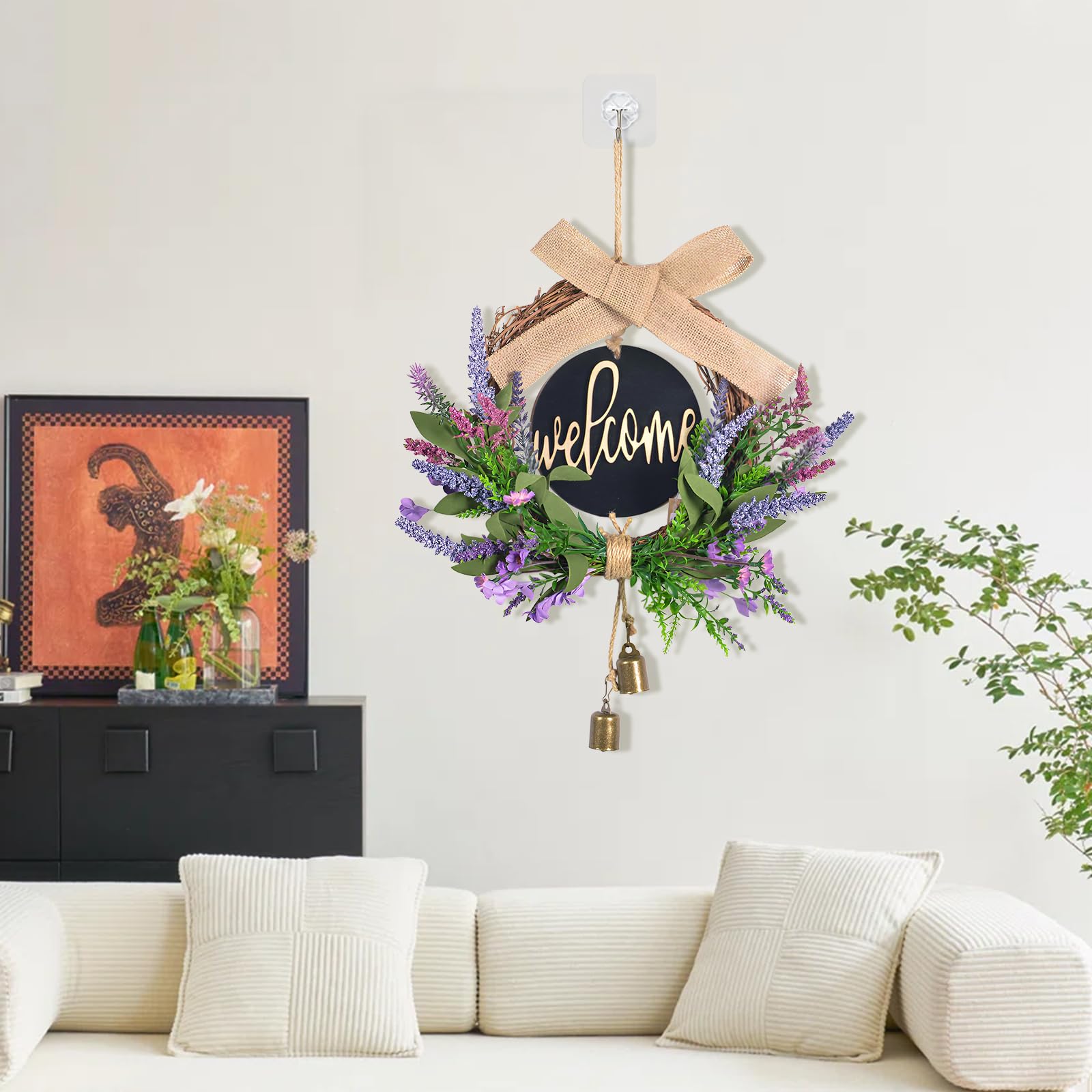 Ghirlanda Primaverile Ghirlanda Porta Ingresso Lavanda Artificiale 45 cm Viola Ghirlanda Primaverile Porta Ingresso Ghirlanda Estate per la Casa Feste porte Matrimoni Stile Country Regalo